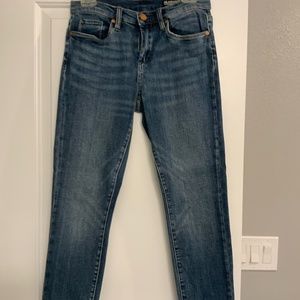 Blank NYC Size 28 Dark Blue Distressed Crop Jeans